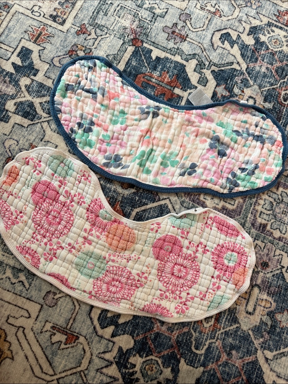 aden + anais Floral Muslin snap bib/burp Cloths in Pink, Green, Blue